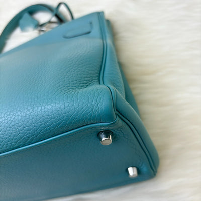 Hermes Kelly 32 in Blue (Turquoise) Clemence Leather and PHW