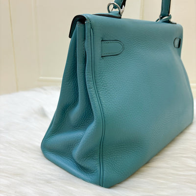 Hermes Kelly 32 in Blue (Turquoise) Clemence Leather and PHW