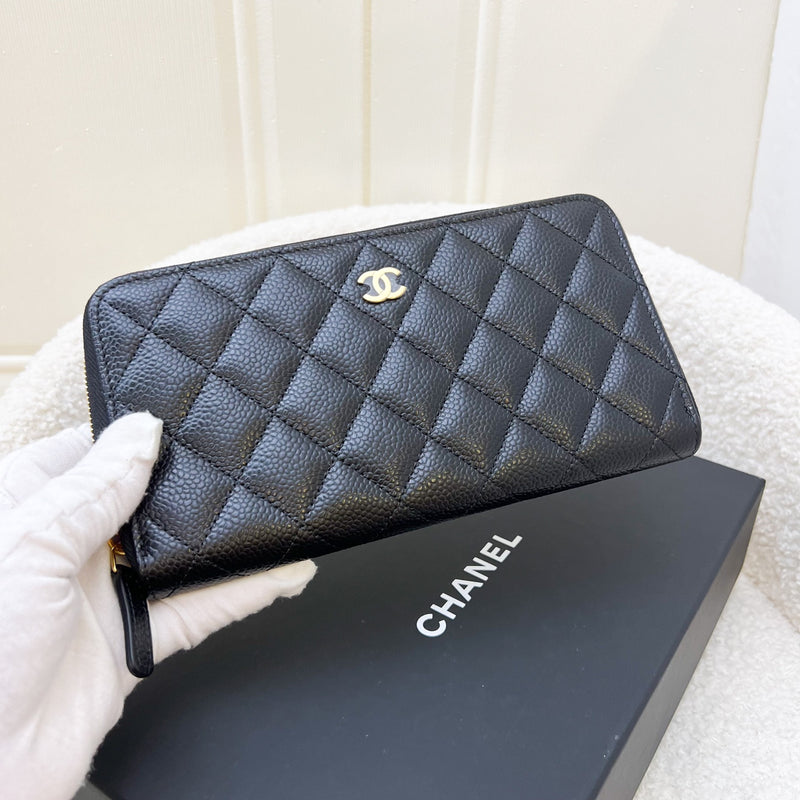 Chanel Classic Zippy Long Wallet in Black Caviar and GHW