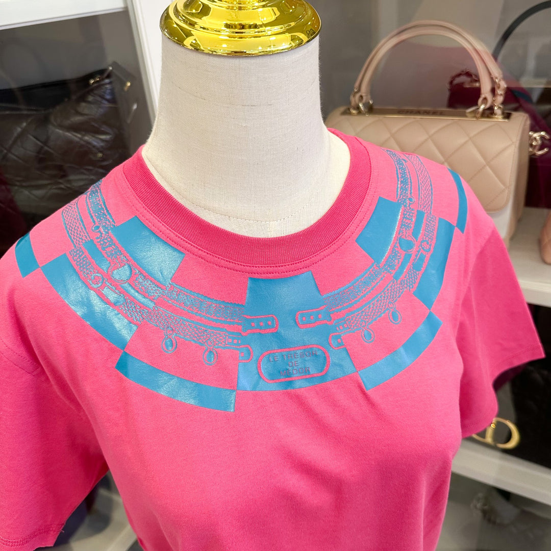 Hermes Le Tresor De Medor T-Shirt in Pink 100% Cotton Size 34
