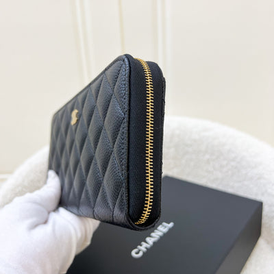 Chanel Classic Zippy Long Wallet in Black Caviar and GHW