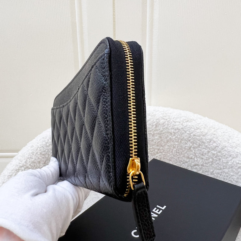 Chanel Classic Zippy Long Wallet in Black Caviar and GHW