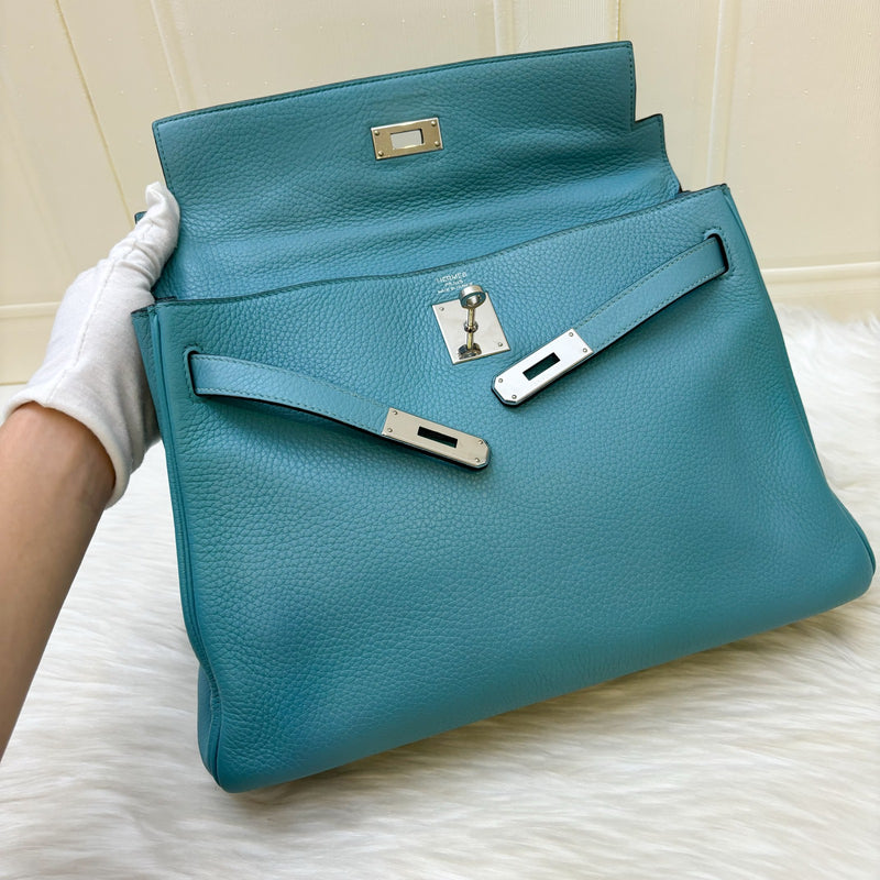 Hermes Kelly 32 in Blue (Turquoise) Clemence Leather and PHW