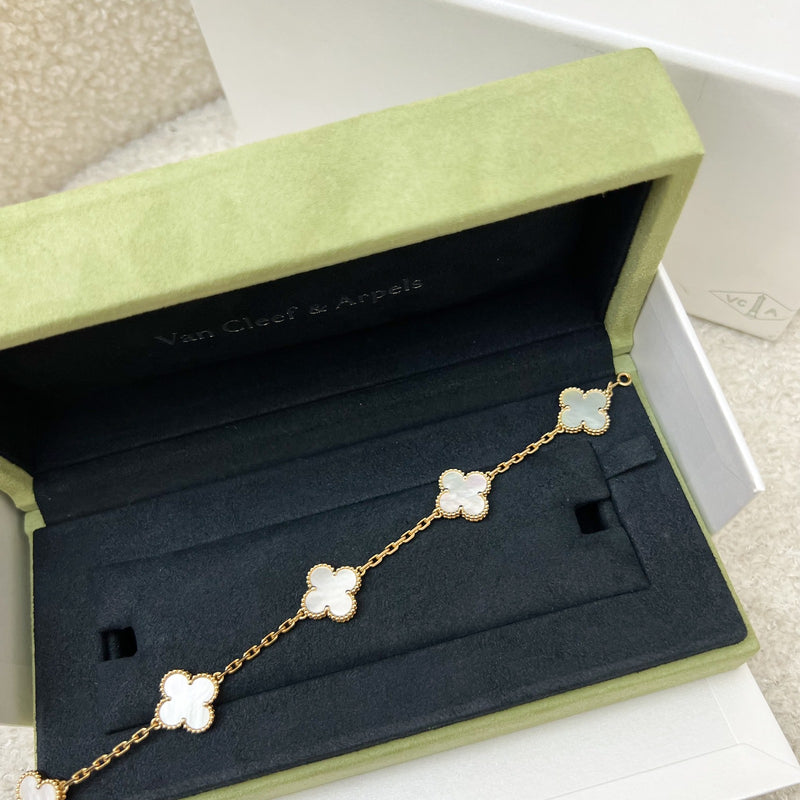 [Local Set - Oct 2023] Van Cleef & Arpels VCA Vintage Alhambra 5 Motifs Bracelet with Mother of Pearl MOP in 18K Yellow Gold (Ref: VCARA41800)