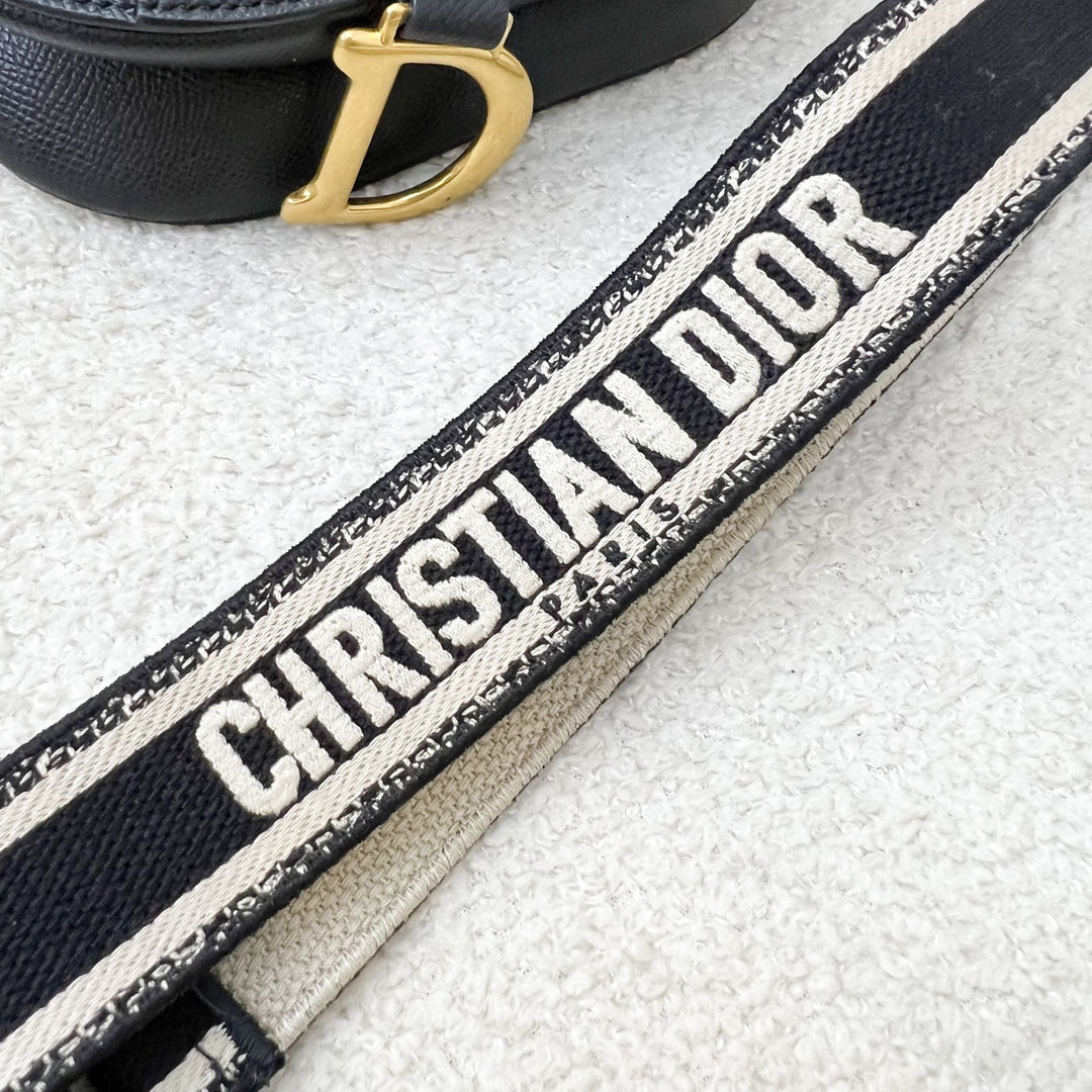 Dior Mini Saddle Bag In Black Grained Calfskin and GHW, with