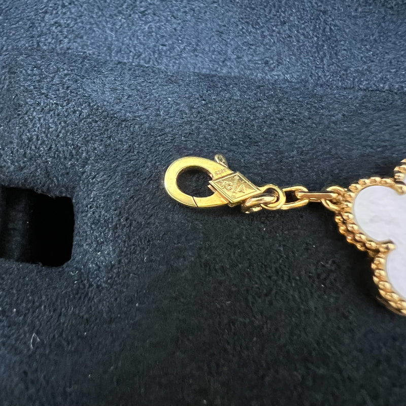 [Local Set - Oct 2023] Van Cleef & Arpels VCA Vintage Alhambra 5 Motifs Bracelet with Mother of Pearl MOP in 18K Yellow Gold (Ref: VCARA41800)