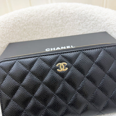 Chanel Classic Zippy Long Wallet in Black Caviar and GHW