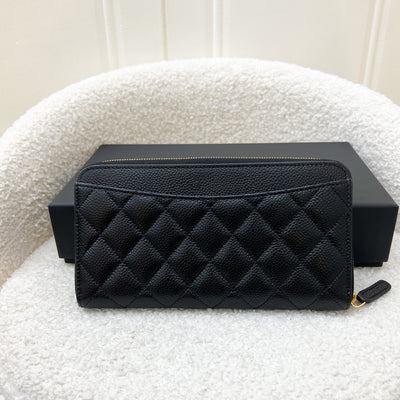 Chanel Classic Zippy Long Wallet in Black Caviar and GHW