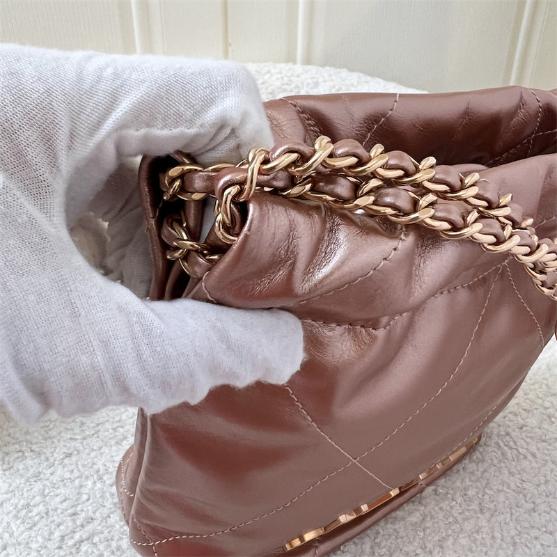 Chanel Mini 22 Hobo in 23S Rose Gold Calfskin and RGHW