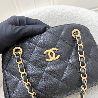 Chanel 24K Small Bowling Bag in Black Caviar (Grained Lambskin) and AGHW