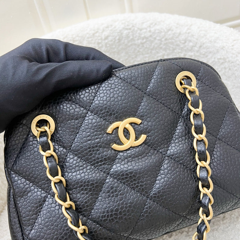 Chanel 24K Small Bowling Bag in Black Caviar (Grained Lambskin) and AGHW