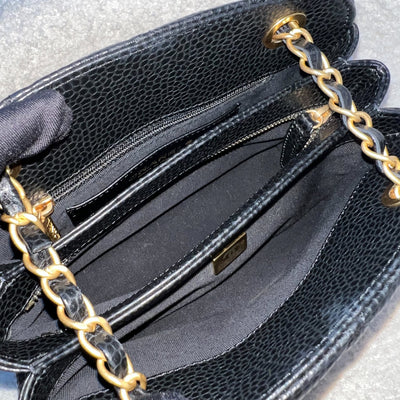 Chanel 24K Small Bowling Bag in Black Caviar (Grained Lambskin) and AGHW