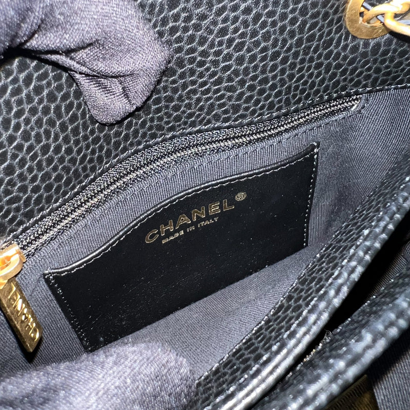Chanel 24K Small Bowling Bag in Black Caviar (Grained Lambskin) and AGHW