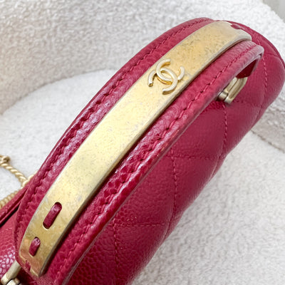 Chanel Top Handle Flap Bag in Raspberry Red Caviar AGHW