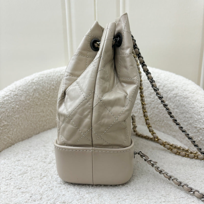 Chanel Gabrielle Small Backpack in Beige Distressed Calfskin and 3-Tone HW