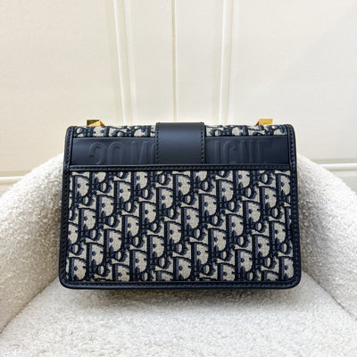 Dior 30 Montaigne Flap Bag in Dark Blue Oblique Canvas and GHW