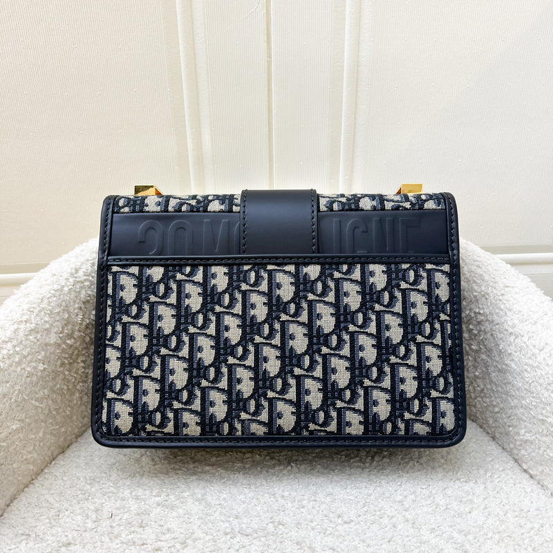 Dior 30 Montaigne Flap Bag in Dark Blue Oblique Canvas and GHW