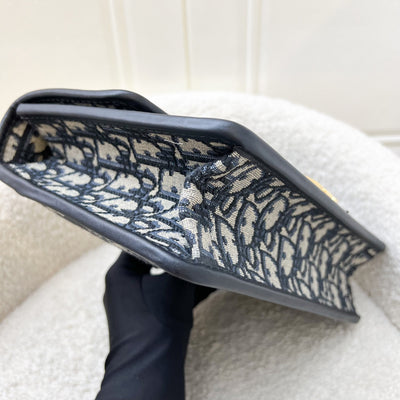 Dior 30 Montaigne Flap Bag in Dark Blue Oblique Canvas and GHW