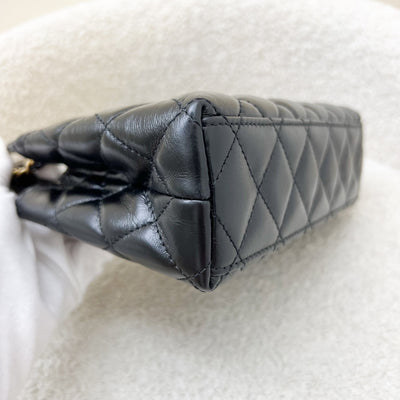 Chanel Mini / Small Kelly Bag in Black Shiny Distressed Calfskin and AGHW (Model: AS4416)