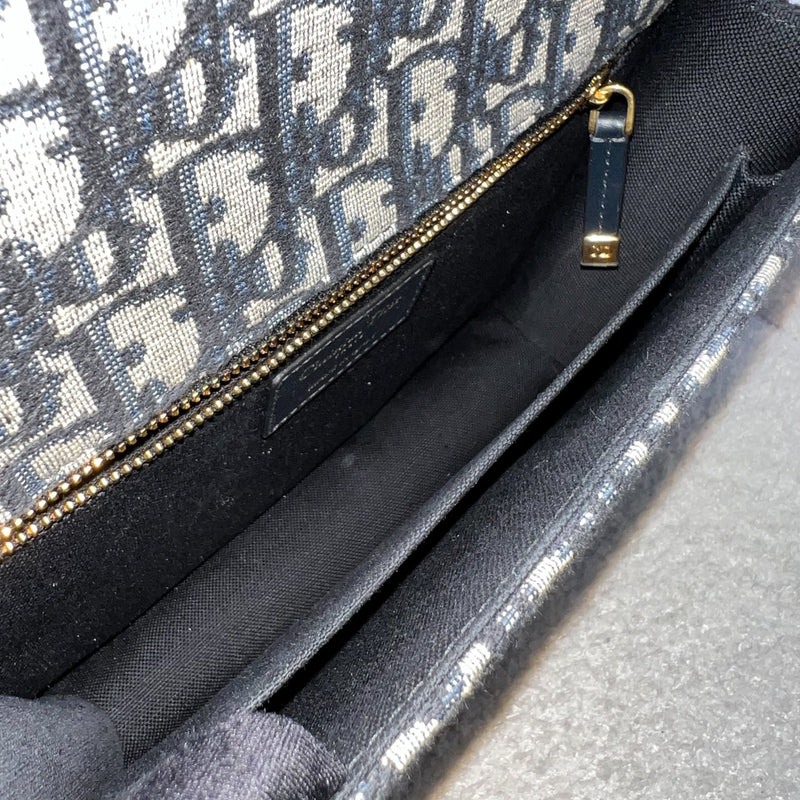 Dior 30 Montaigne Flap Bag in Dark Blue Oblique Canvas and GHW