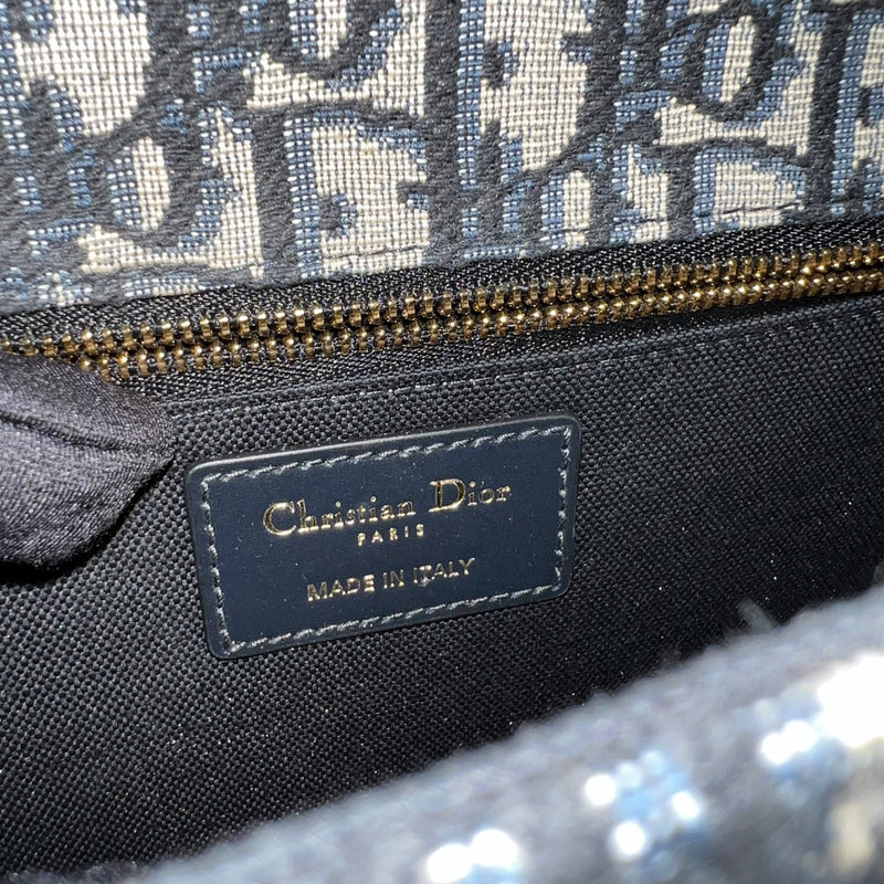 Dior 30 Montaigne Flap Bag in Dark Blue Oblique Canvas and GHW