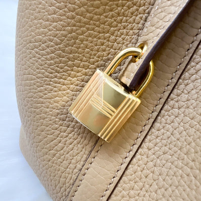 Hermes Picotin 22 in Biscuit Clemence Leather and GHW