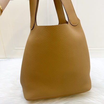 Hermes Picotin 22 in Biscuit Clemence Leather and GHW