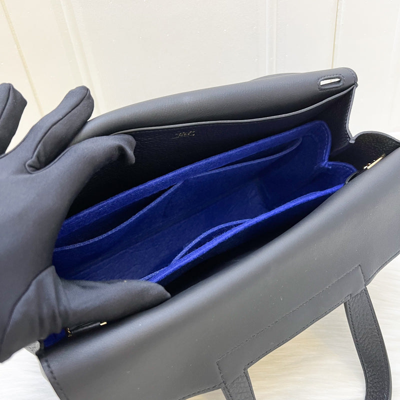 Hermes Halzan 31 in Noir Black Taurillon Clemence Leather and GHW