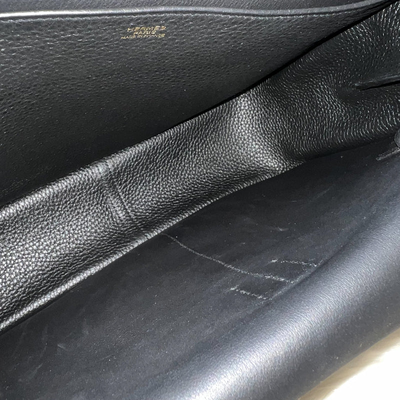 Hermes Halzan 31 in Noir Black Taurillon Clemence Leather and GHW