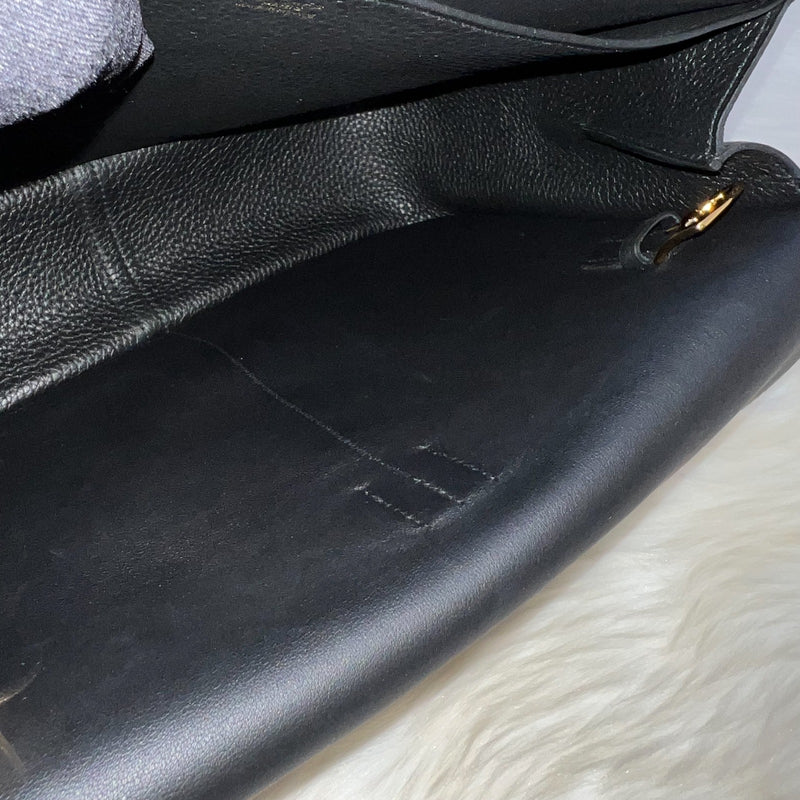 Hermes Halzan 31 in Noir Black Taurillon Clemence Leather and GHW