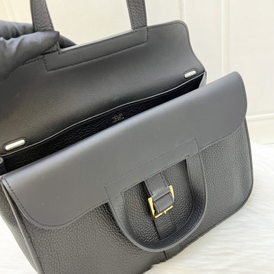 Hermes Halzan 31 in Noir Black Taurillon Clemence Leather and GHW
