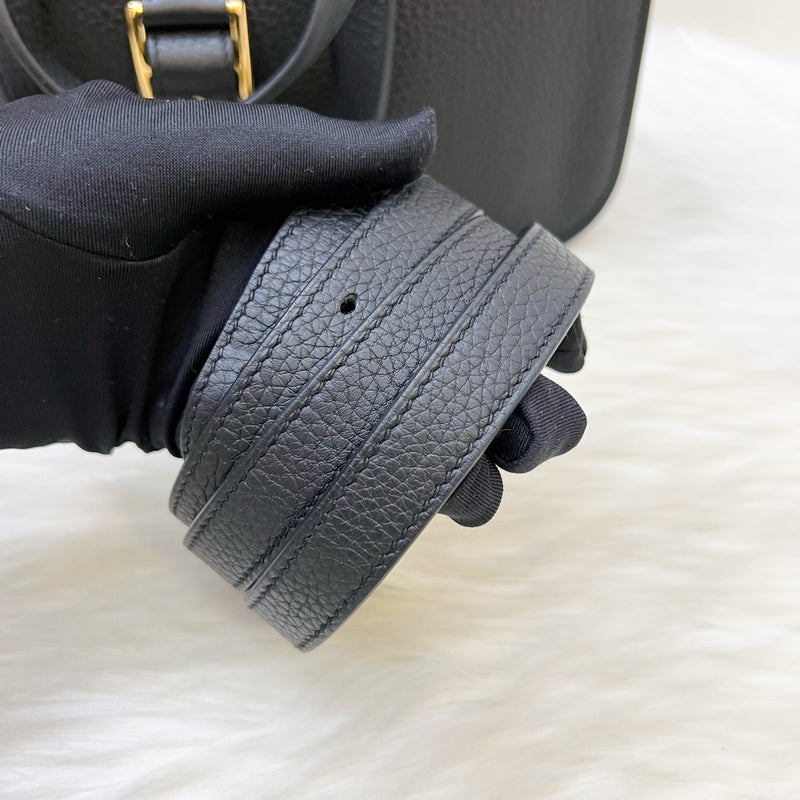 Hermes Halzan 31 in Noir Black Taurillon Clemence Leather and GHW