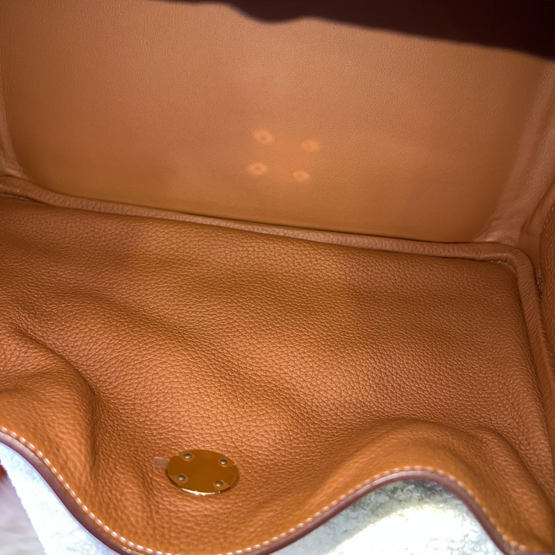 Hermes Lindy 30 in Gold Clemence Leather and GHW