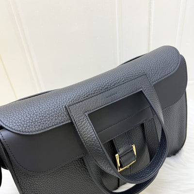 Hermes Halzan 31 in Noir Black Taurillon Clemence Leather and GHW
