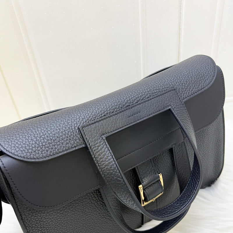 Hermes Halzan 31 in Noir Black Taurillon Clemence Leather and GHW