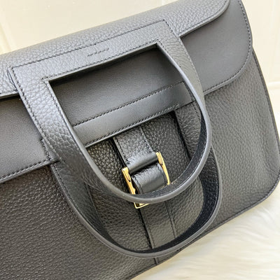 Hermes Halzan 31 in Noir Black Taurillon Clemence Leather and GHW