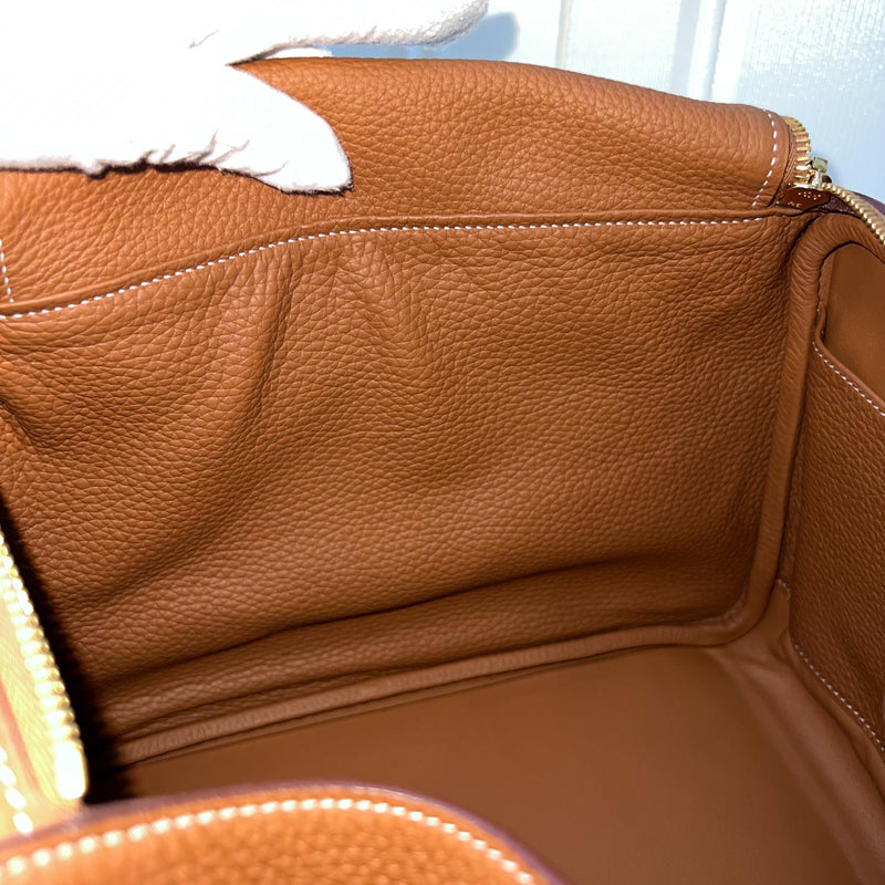 Hermes Lindy 30 in Gold Clemence Leather and GHW