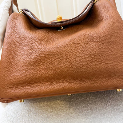 Hermes Lindy 30 in Gold Clemence Leather and GHW