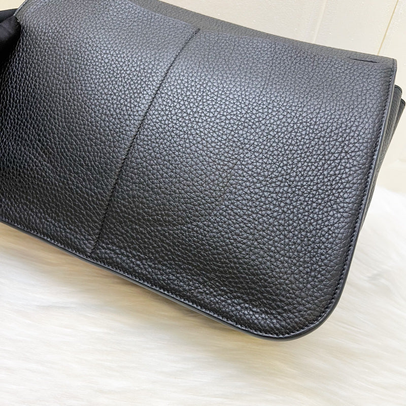 Hermes Halzan 31 in Noir Black Taurillon Clemence Leather and GHW