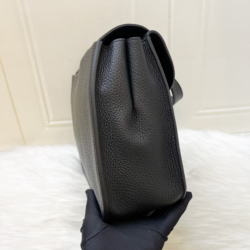 Hermes Halzan 31 in Noir Black Taurillon Clemence Leather and GHW