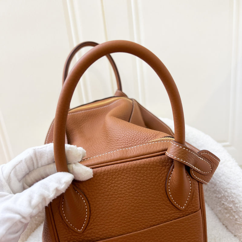 Hermes Lindy 30 in Gold Clemence Leather and GHW