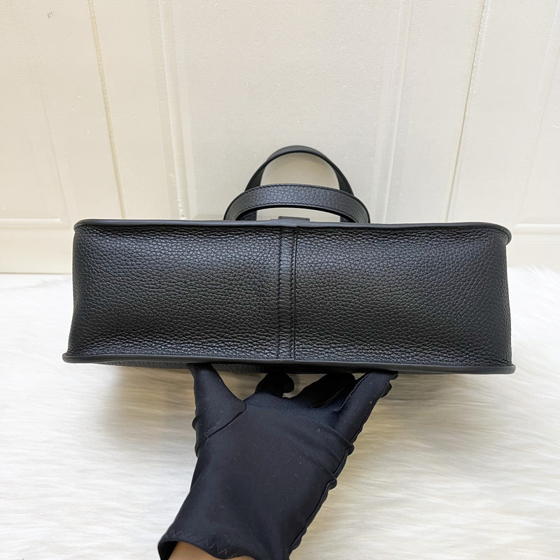 Hermes Halzan 31 in Noir Black Taurillon Clemence Leather and GHW