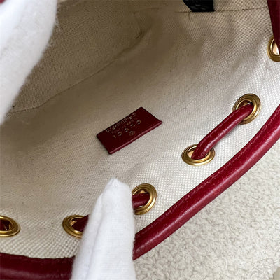 Gucci X Doraemon Small Bucket Bag in Signature Canvas, Red Calfskin and GHW