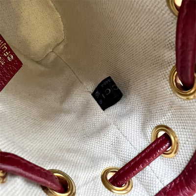 Gucci X Doraemon Small Bucket Bag in Signature Canvas, Red Calfskin and GHW