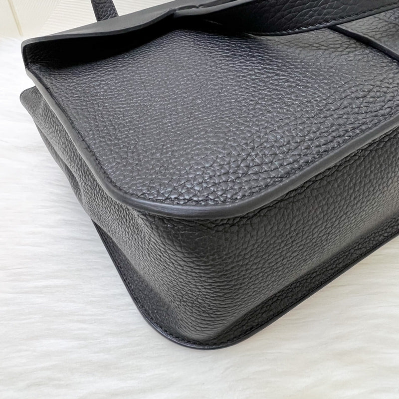Hermes Halzan 31 in Noir Black Taurillon Clemence Leather and GHW