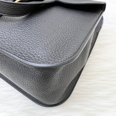Hermes Halzan 31 in Noir Black Taurillon Clemence Leather and GHW