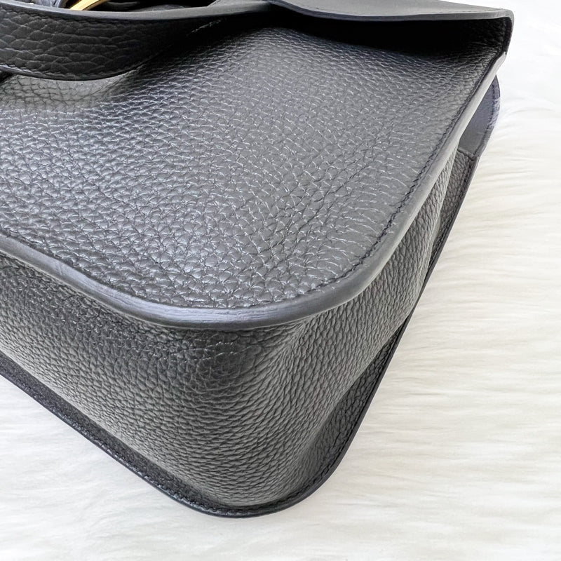Hermes Halzan 31 in Noir Black Taurillon Clemence Leather and GHW