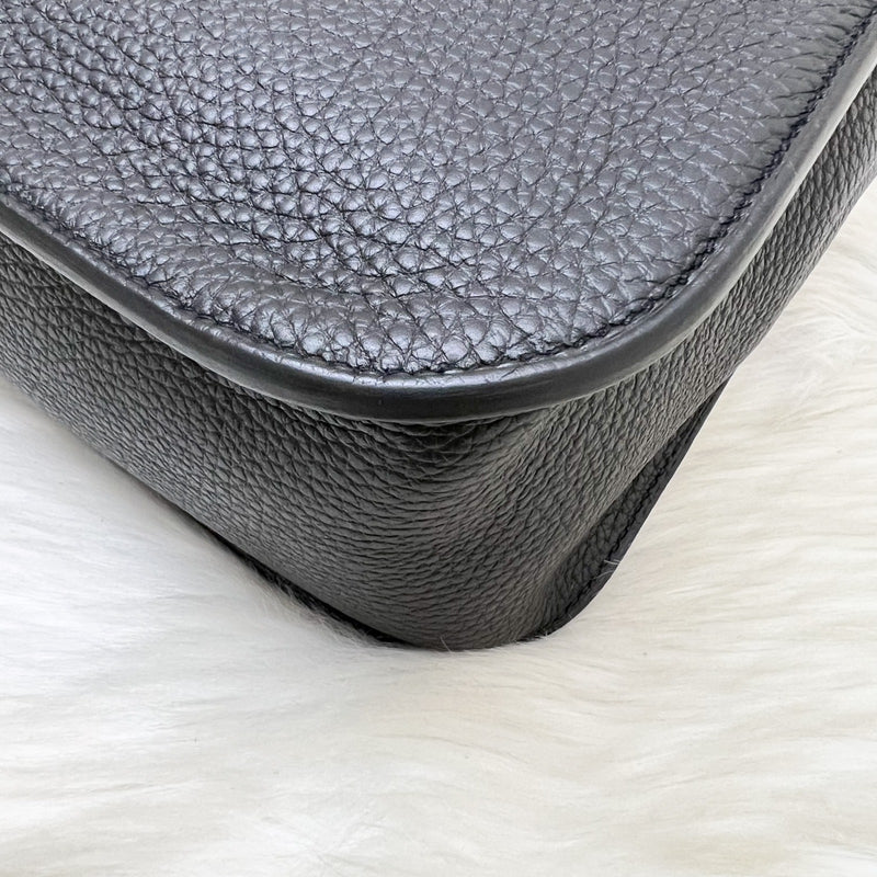 Hermes Halzan 31 in Noir Black Taurillon Clemence Leather and GHW