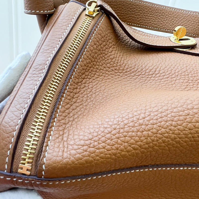 Hermes Lindy 30 in Gold Clemence Leather and GHW