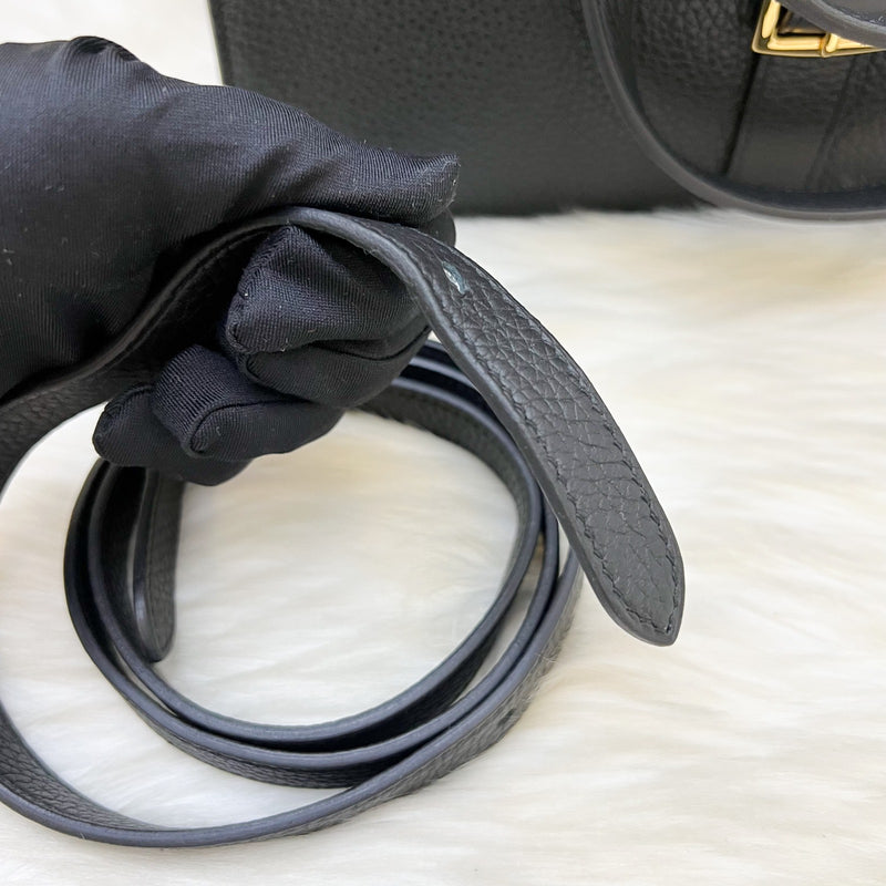 Hermes Halzan 31 in Noir Black Taurillon Clemence Leather and GHW